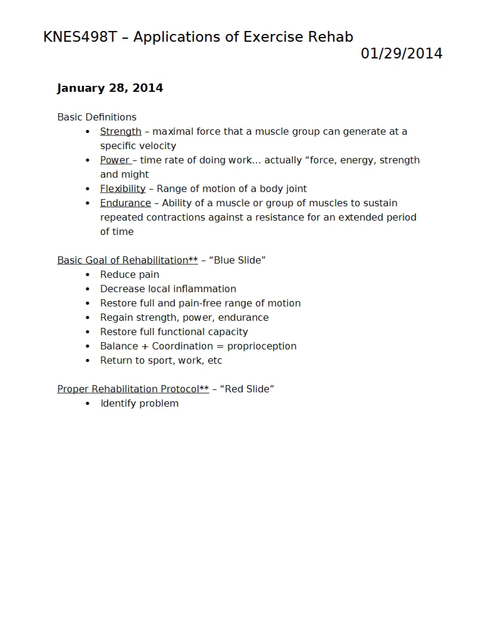 Exercise Rehab Applications