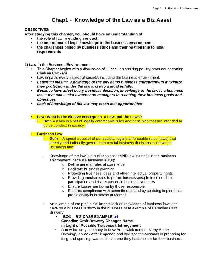 Chapter 1 - Knowledge of Law as a Business Asset