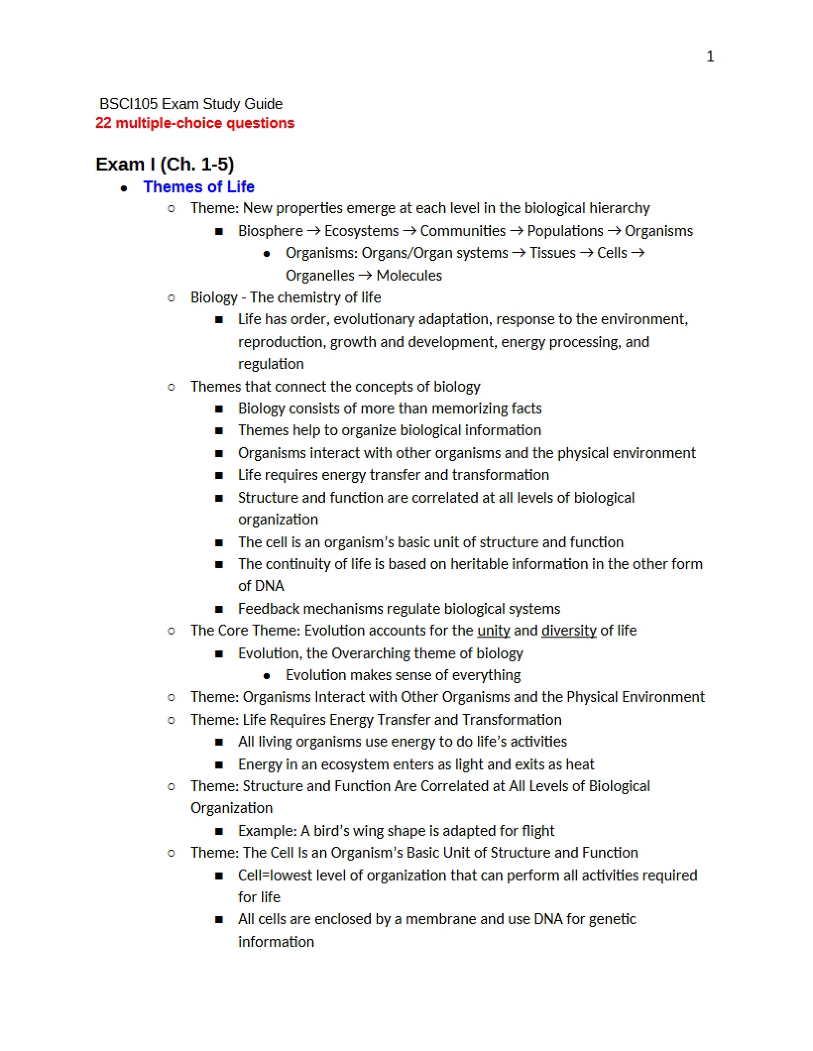 Examination One
