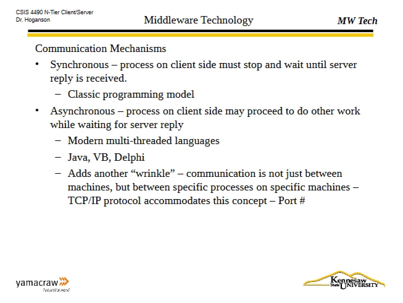 Technological Aspects of Middleware