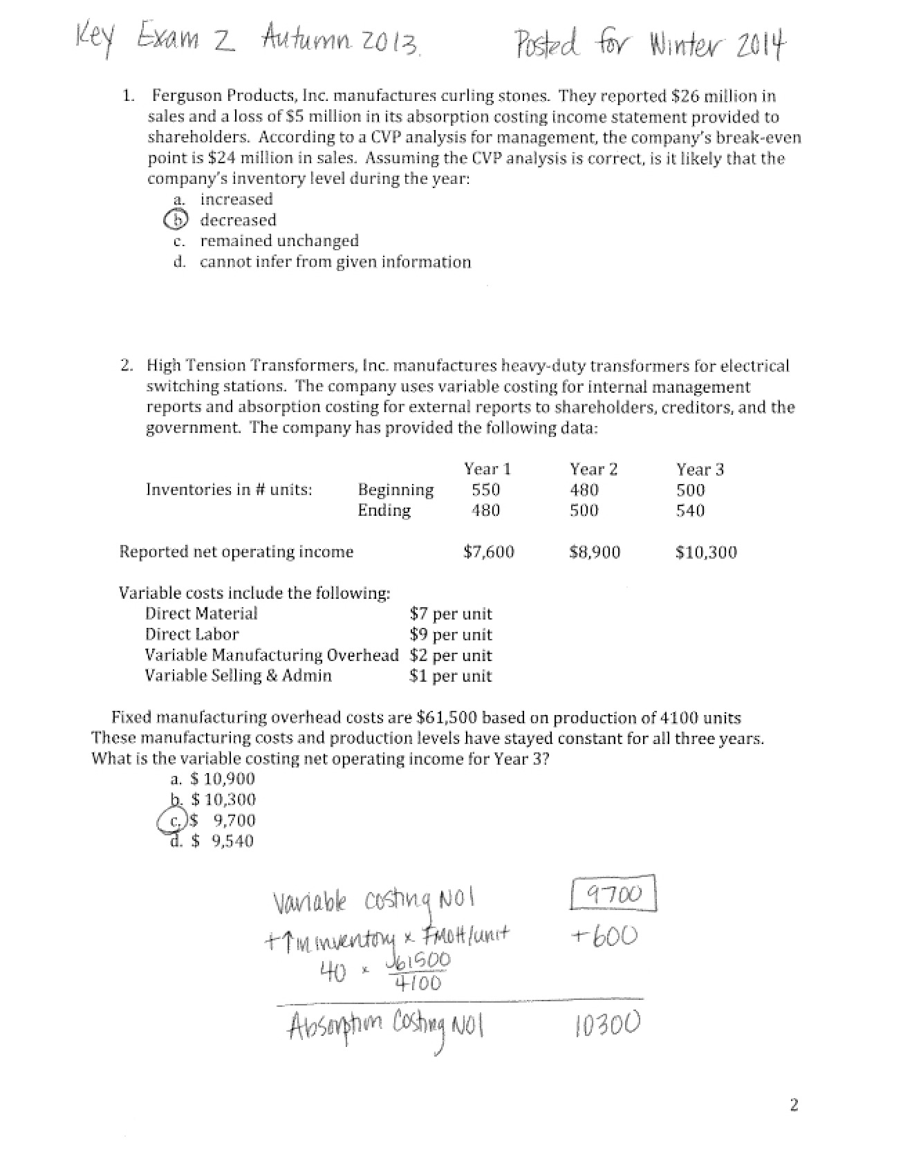Practice Exam 1 Accounting