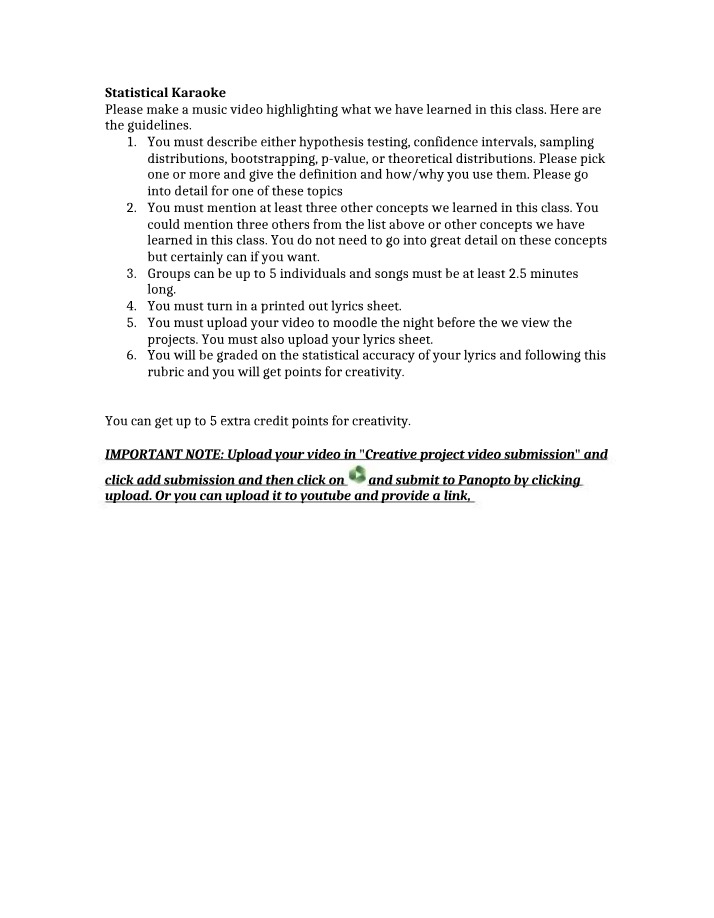 Statistical Karaoke Guidelines (Fall 2023)