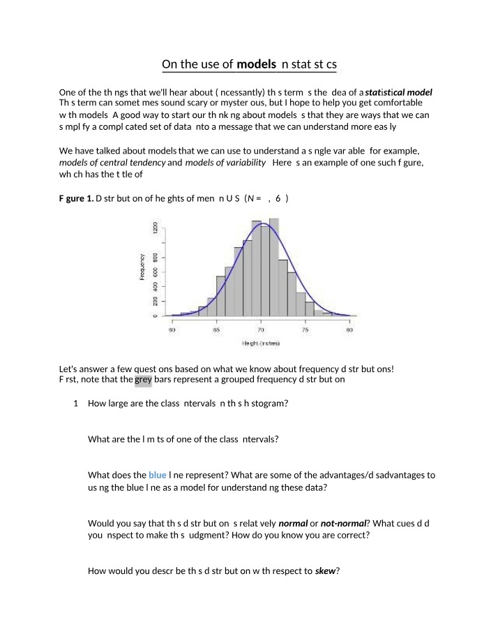 Statistical Models - Simplifying Data