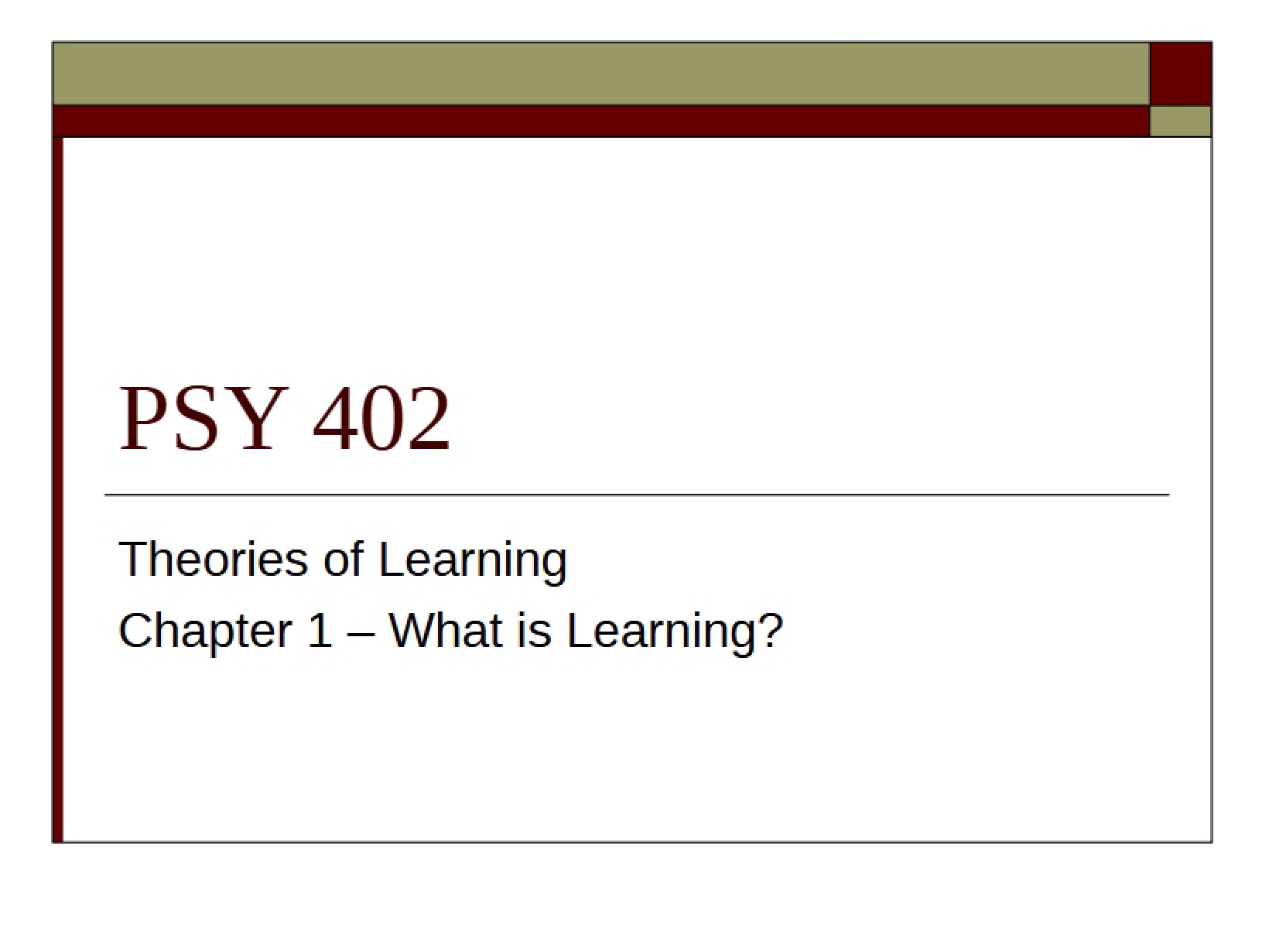 Defining Learning (Chapter 1)