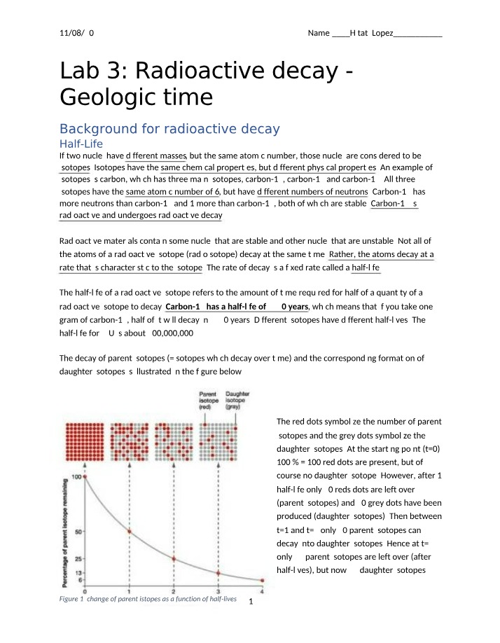 Lab 3 - Radioactive Decay and Geologic Time
