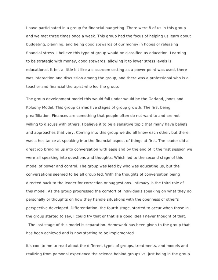 Discussion on Group Types and Stages