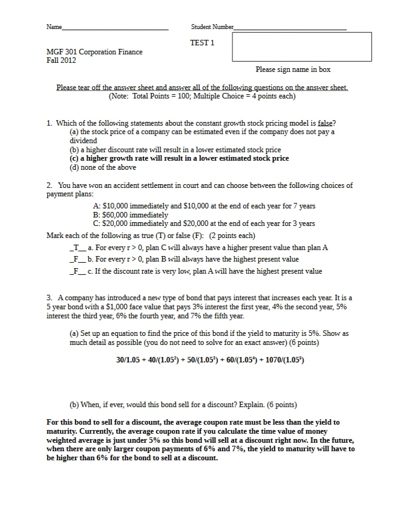 Answers for Fall 2012 Test 1 Version 2