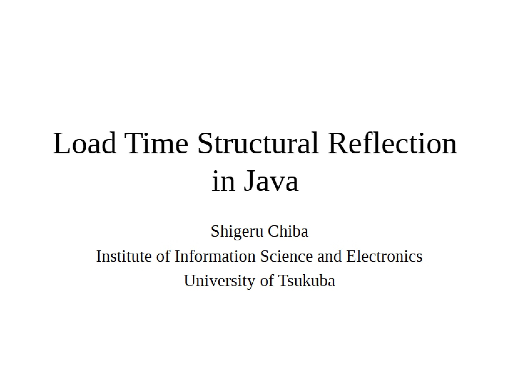Java Load Time Structural Reflection