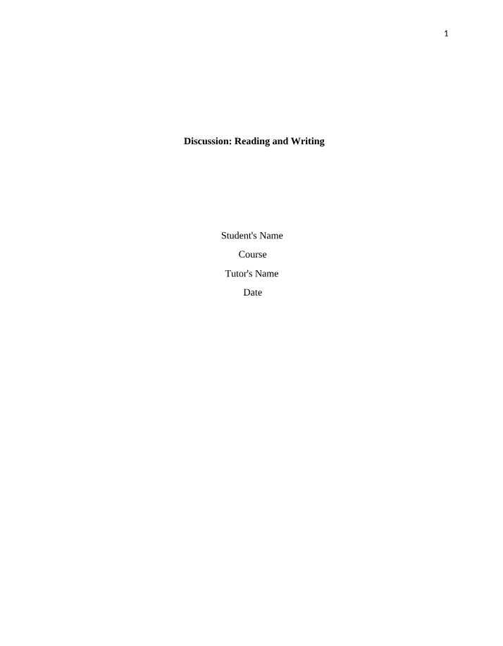 Reading and Writing Skills for Students