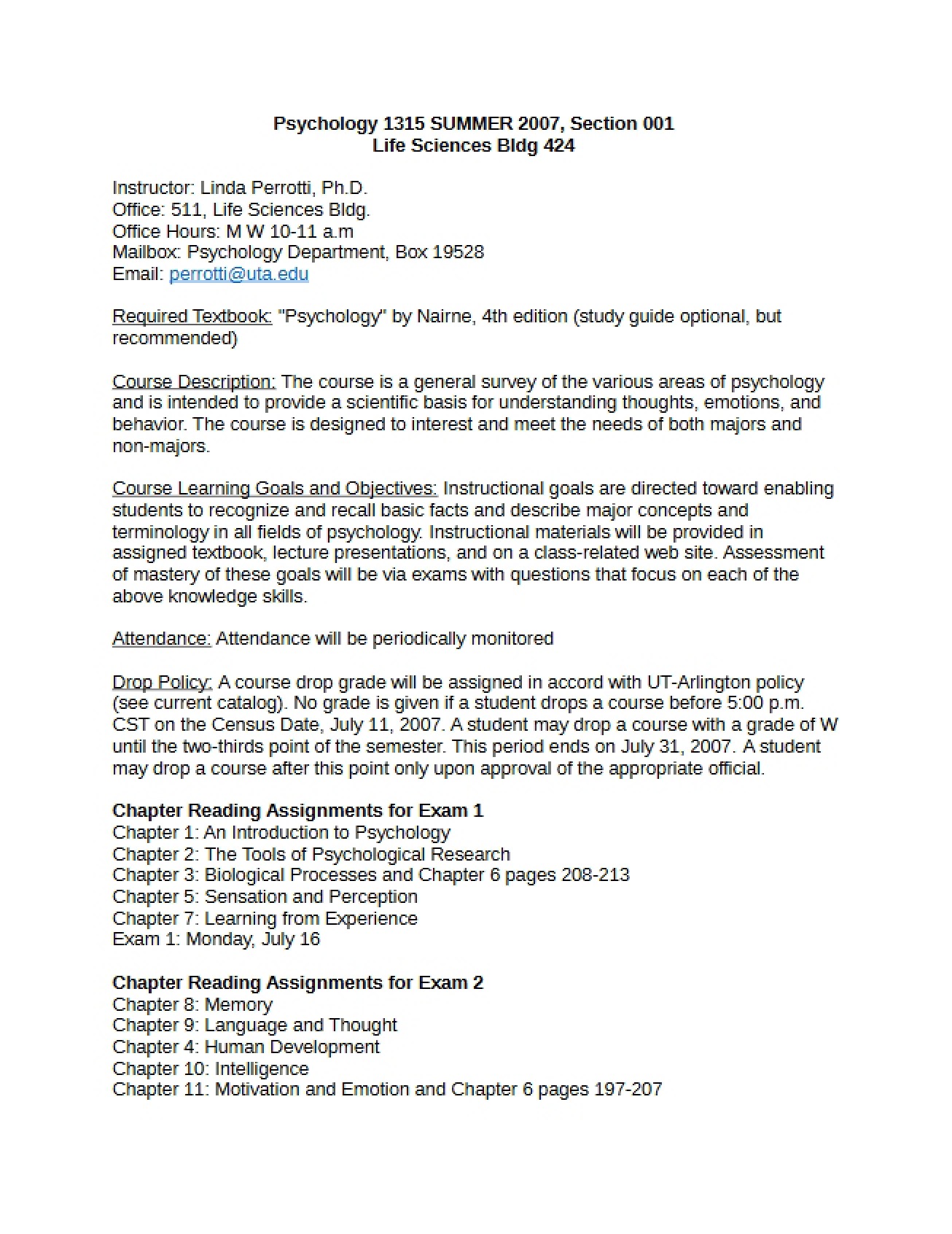 Class Syllabus