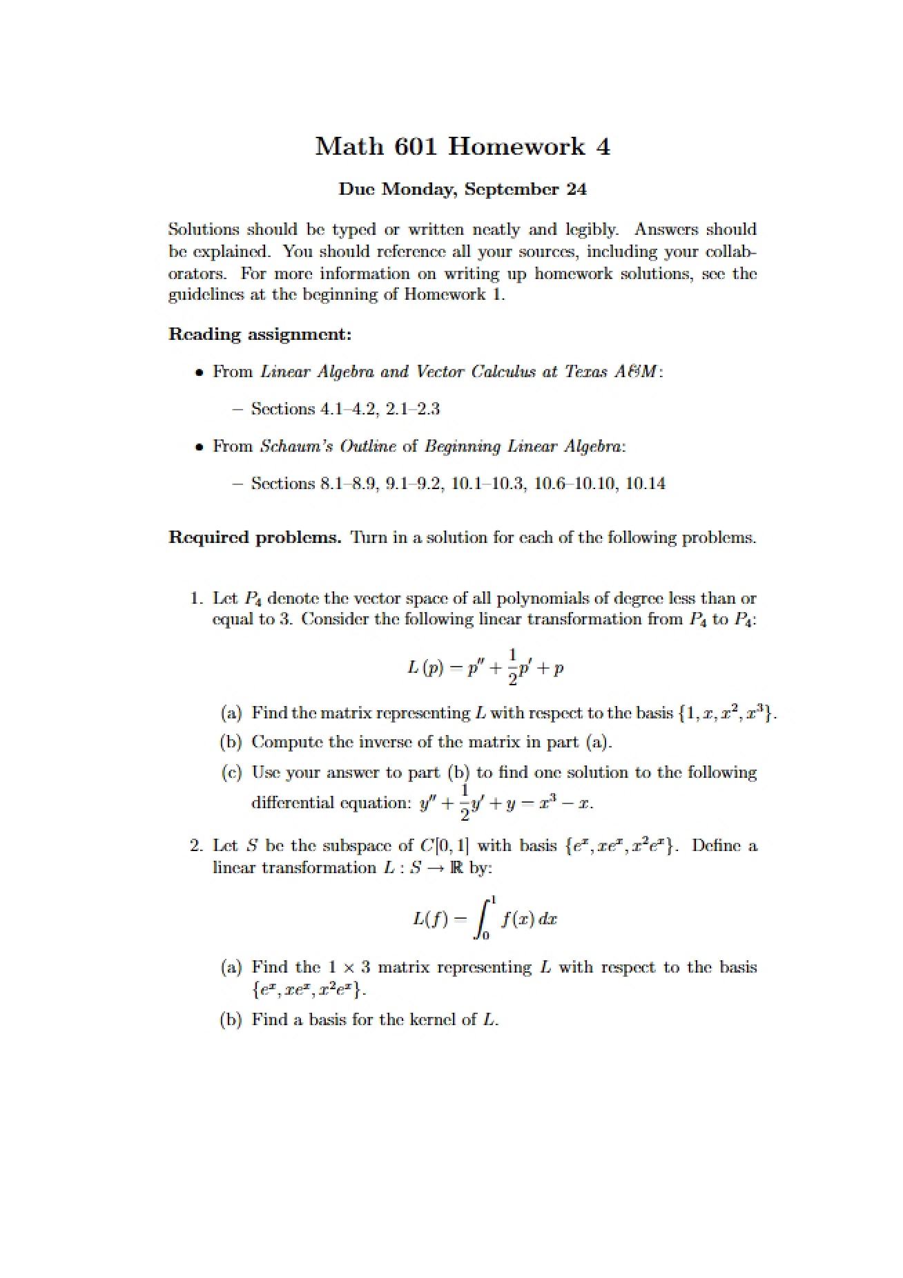 Math 601 Homework