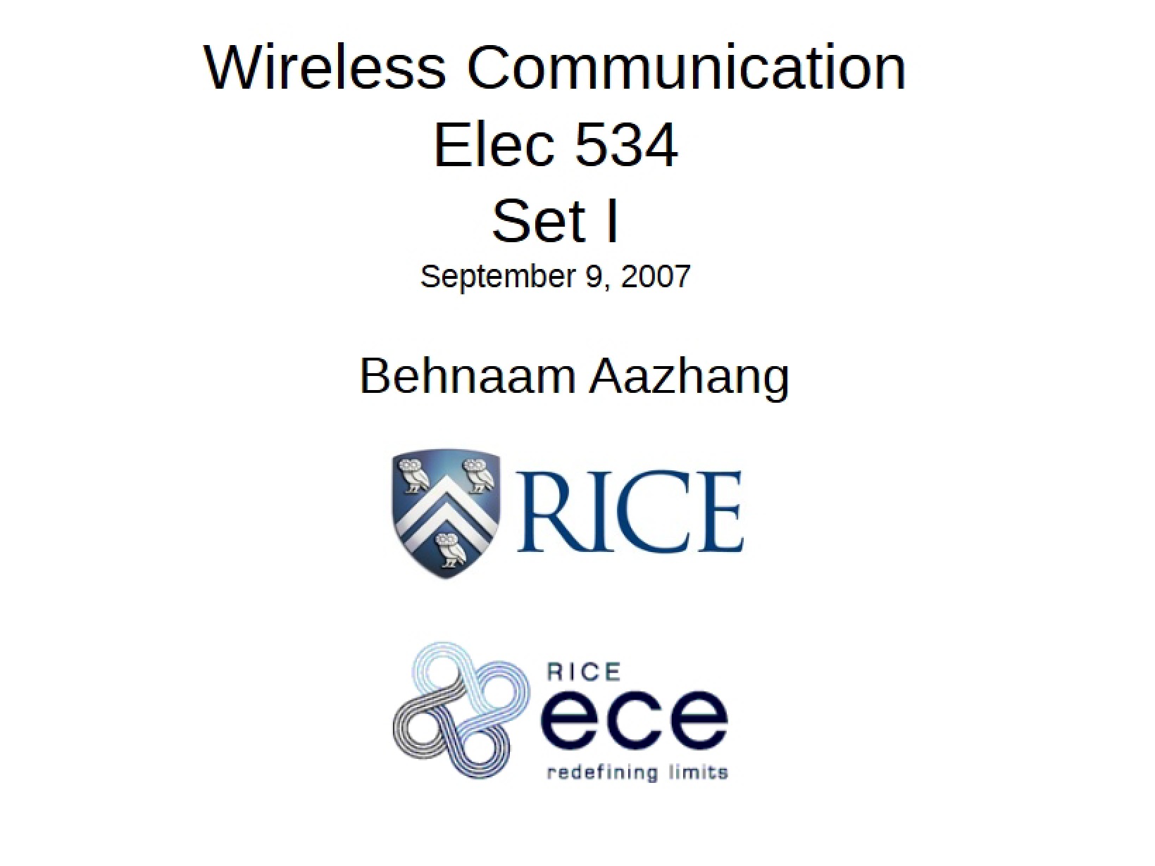 Communication via Wireless Systems - Wireless Communication