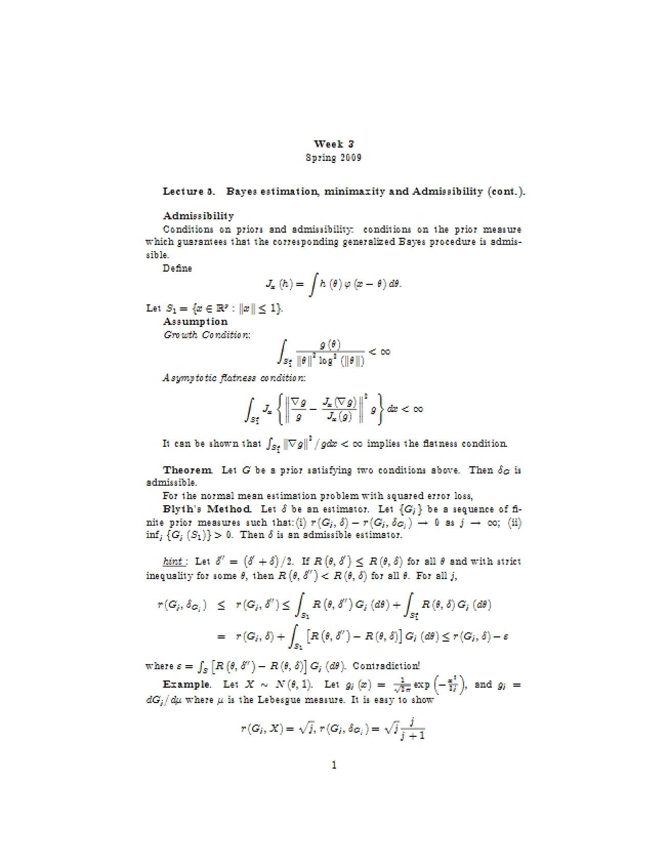 Admissibility, Minimaxity, and Bayes Estimation