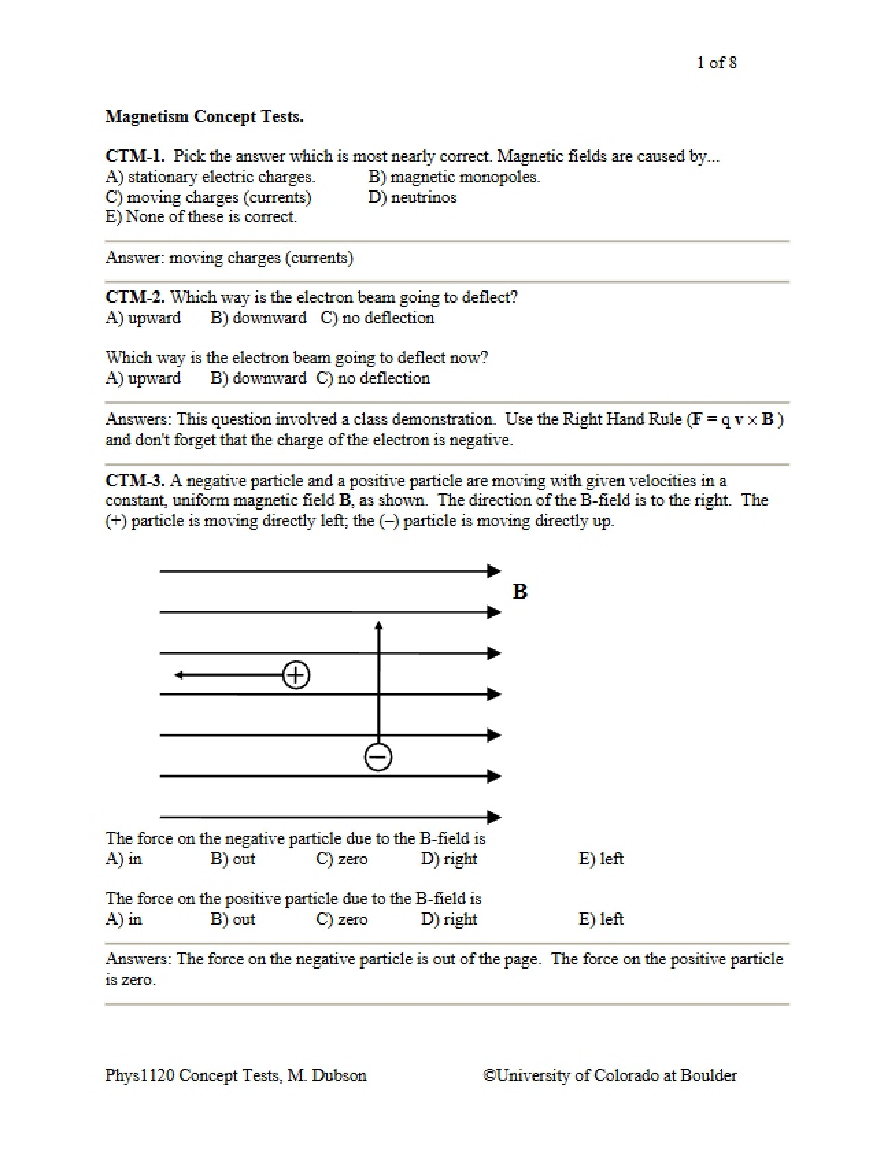 Concept Tests on Magnetism