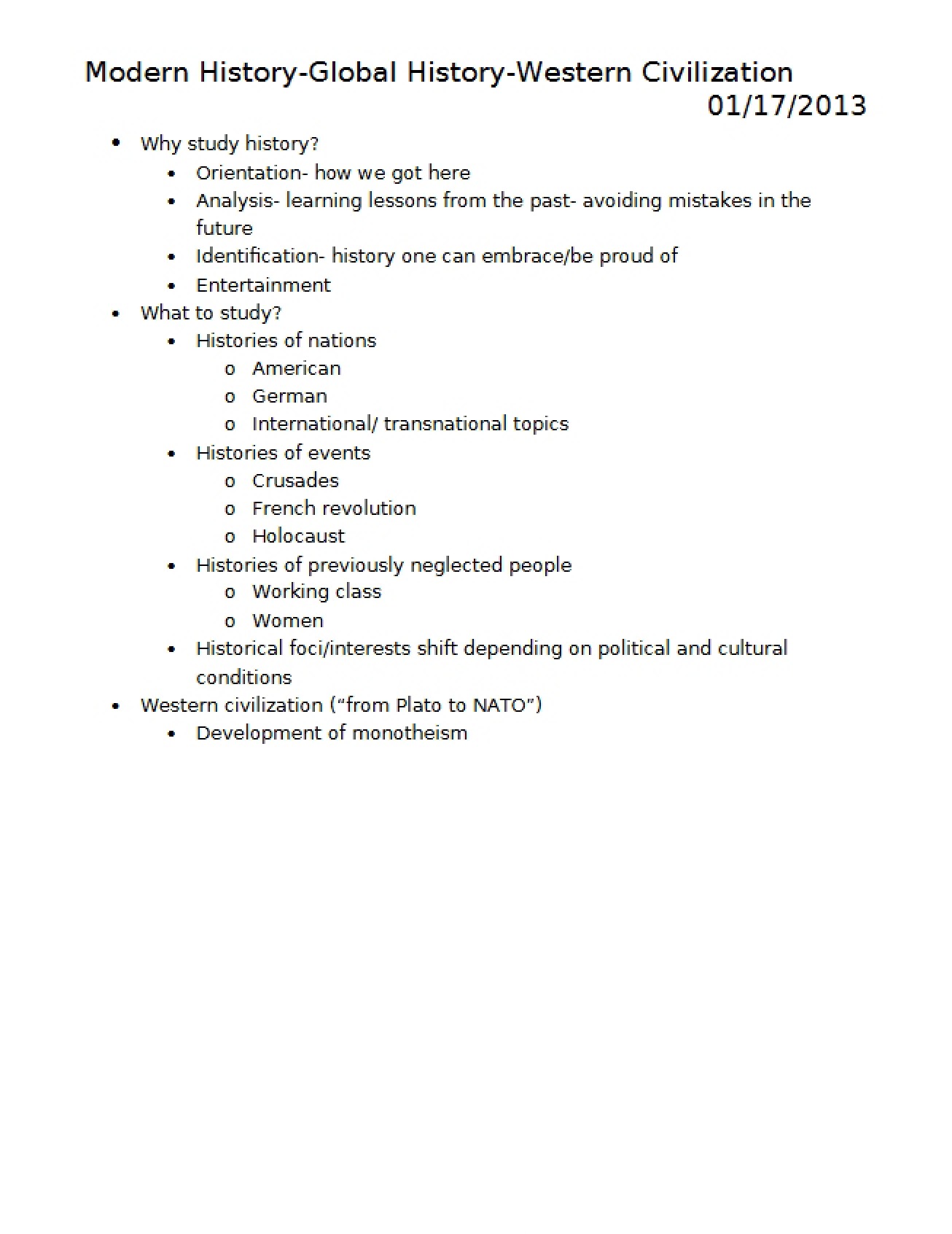 Perspectives on Modern, Global, and Western History
