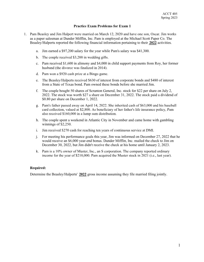 Exam 1 Practice Problems