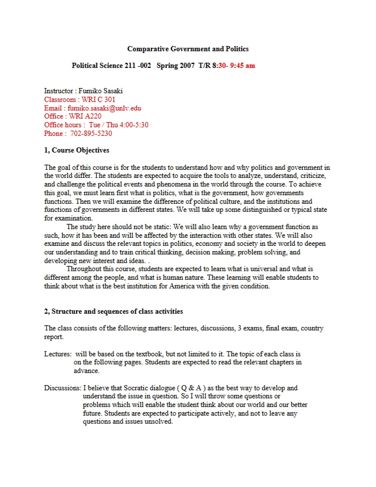 Comparative Politics Syllabus