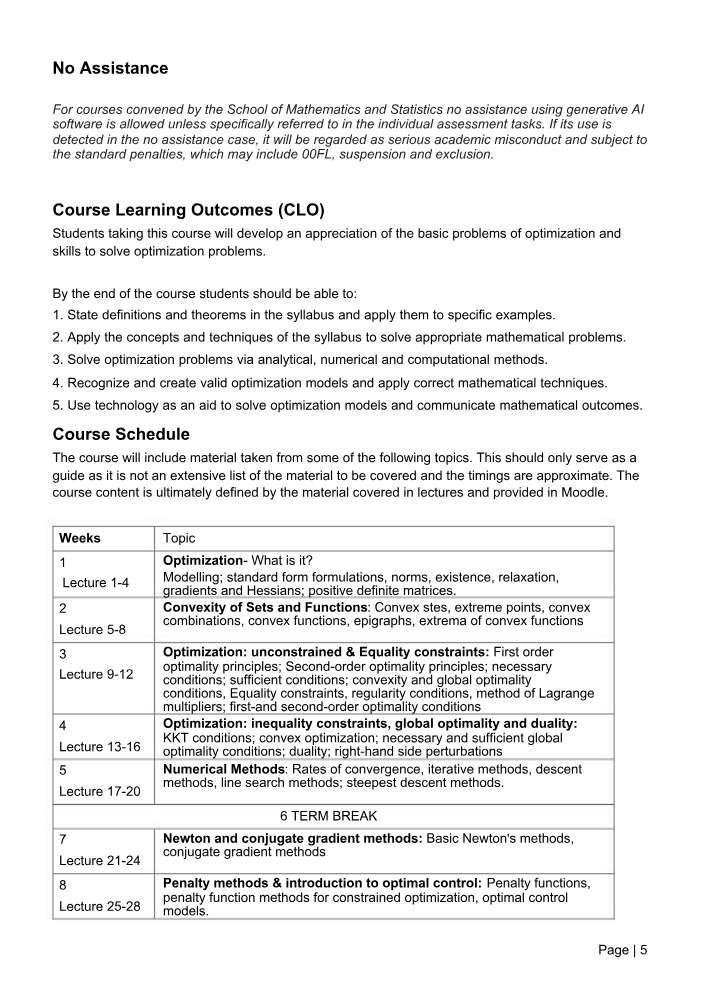 Optimization Lecture Notes - 2023 Term 1