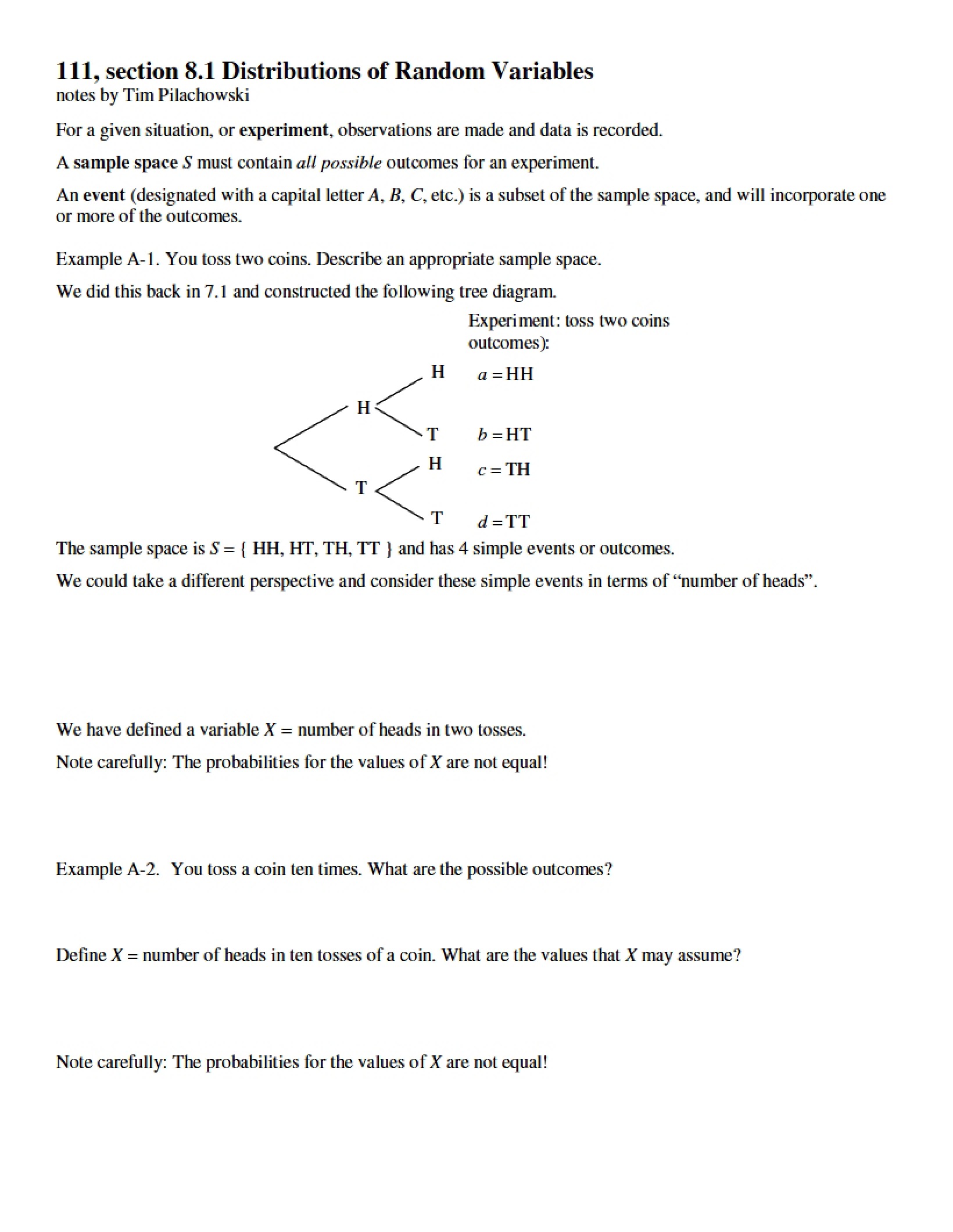 Random Variable Distributions