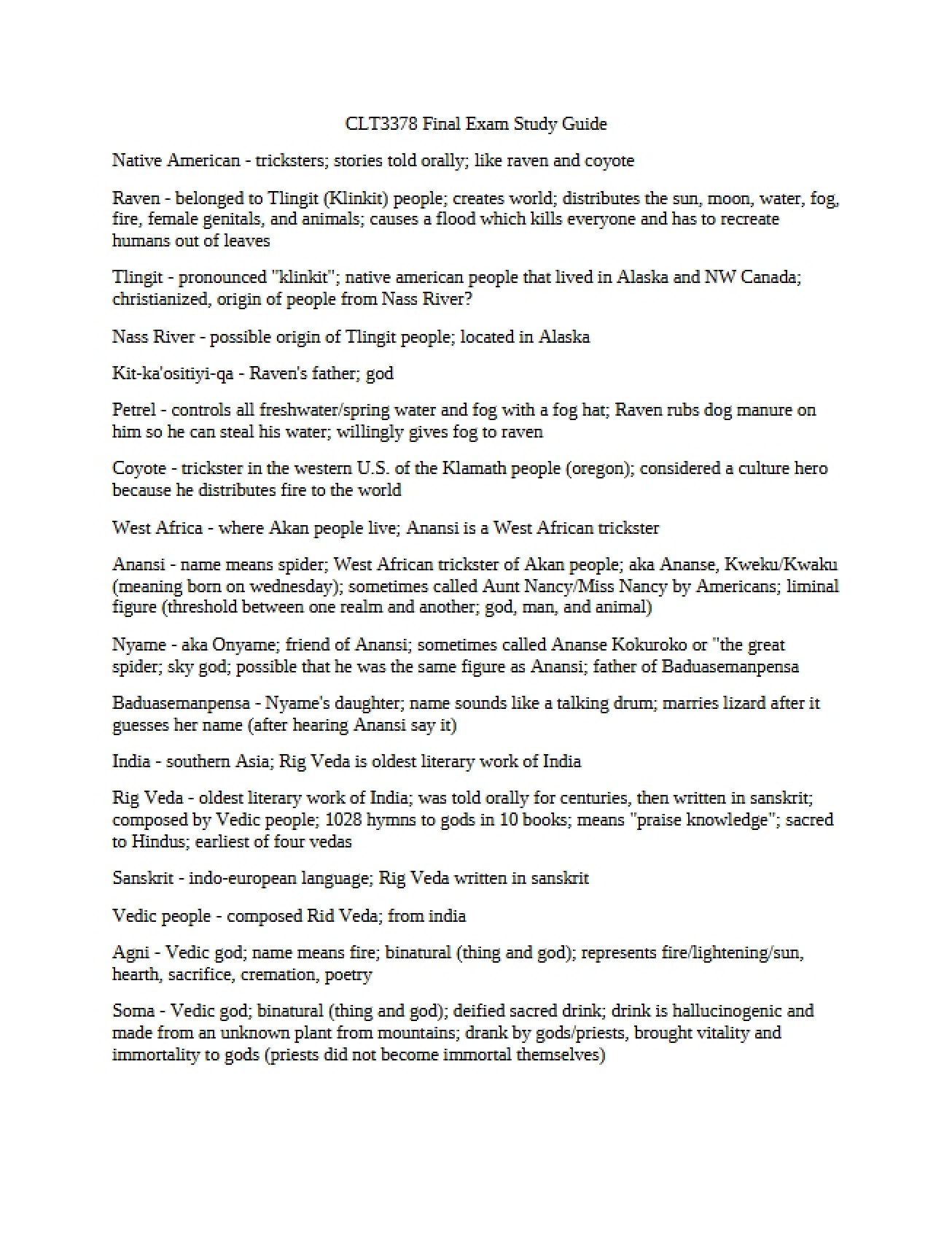 Guide to the Final Exam (Set 11)