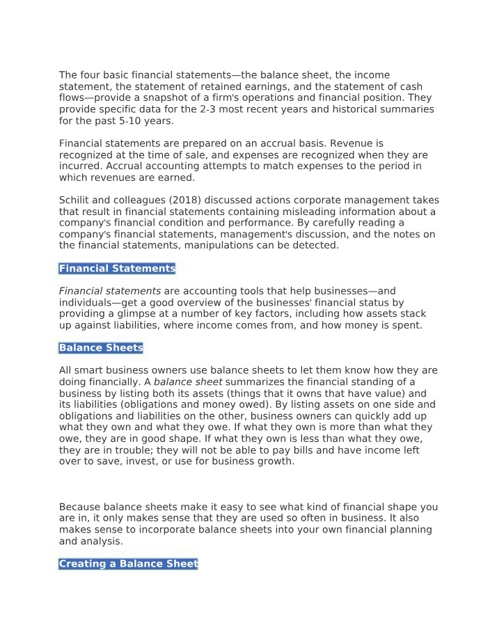 Financial Statements Review