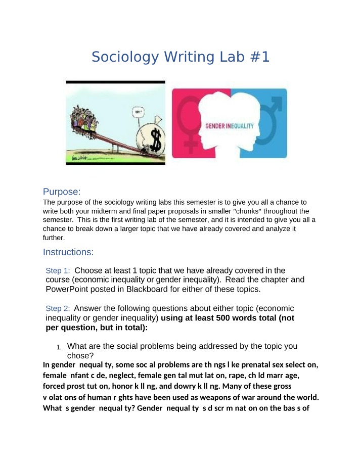 Writing Lab 1 for Sociology
