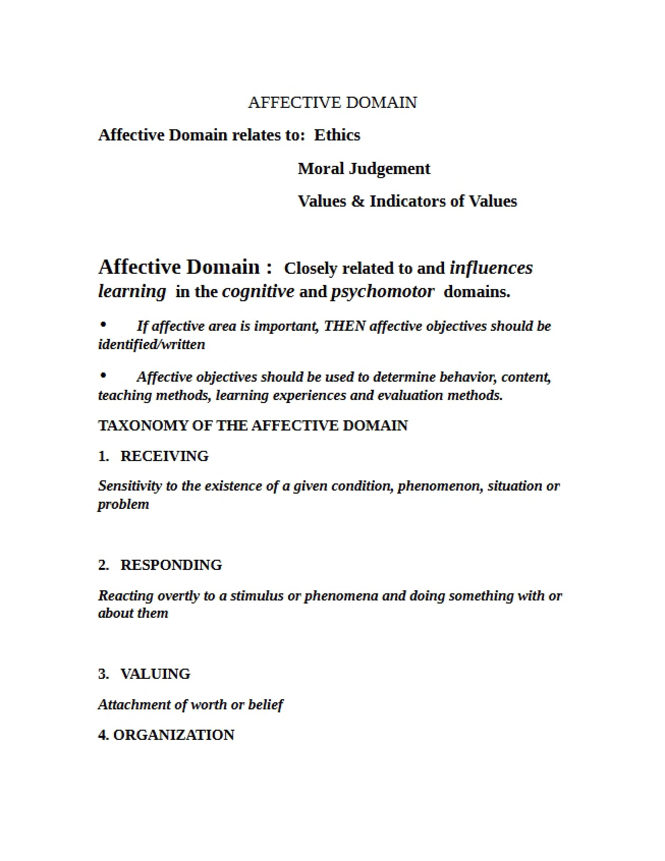 Domain of Affect