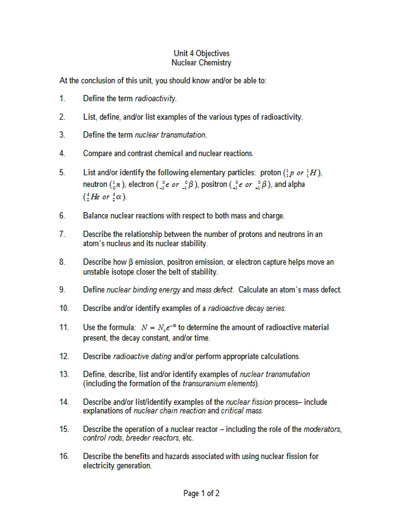 Chemistry of the Nucleus