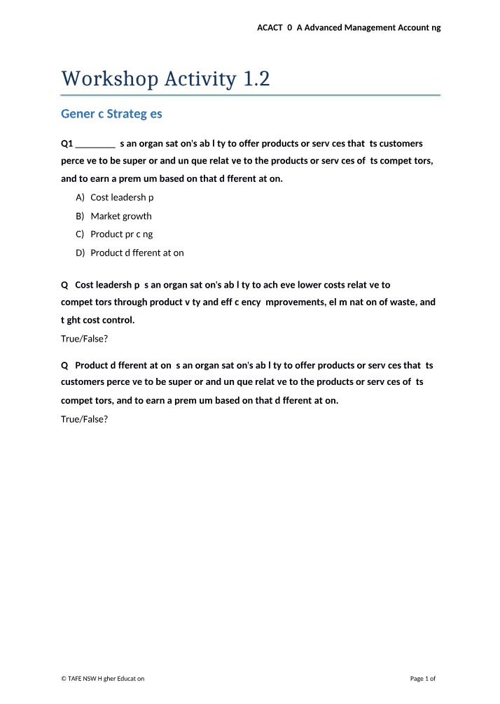 ACACT303A Workshop Activity 1.2