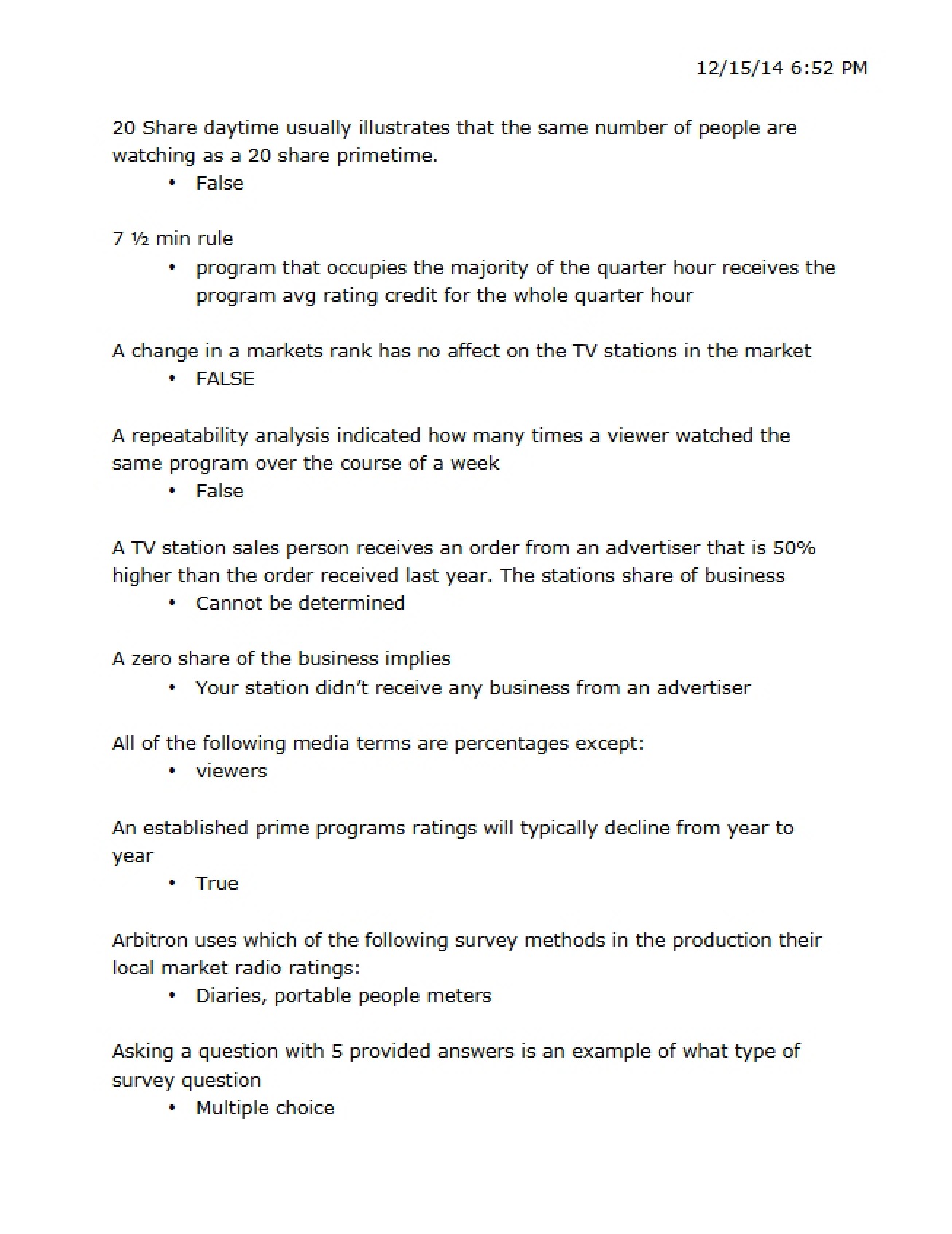 Test 3 Study Guide (CTVA 475)