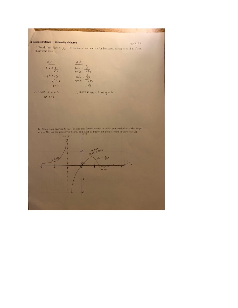 Calculus I Exam - University of Ottawa