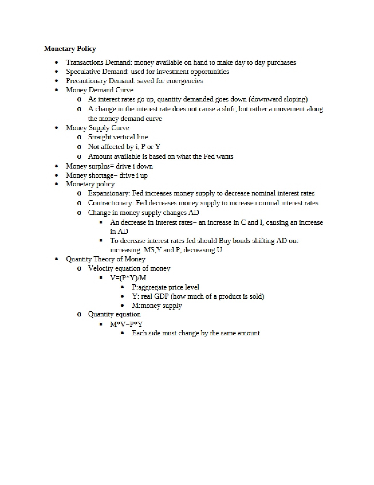 Policy on Monetary Issues