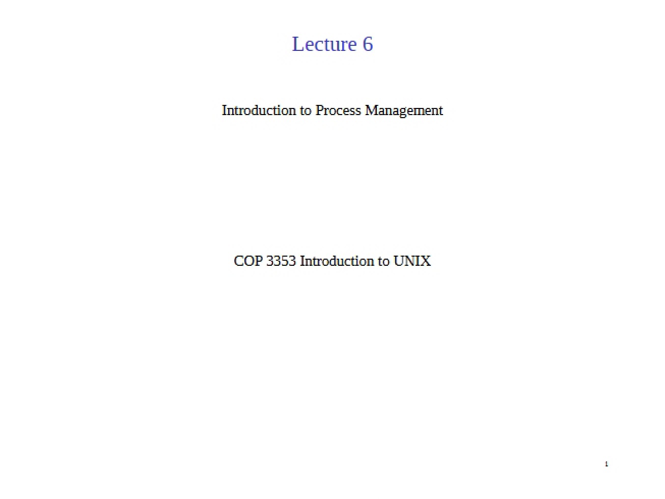Introduction to Process Management in Lecture Six