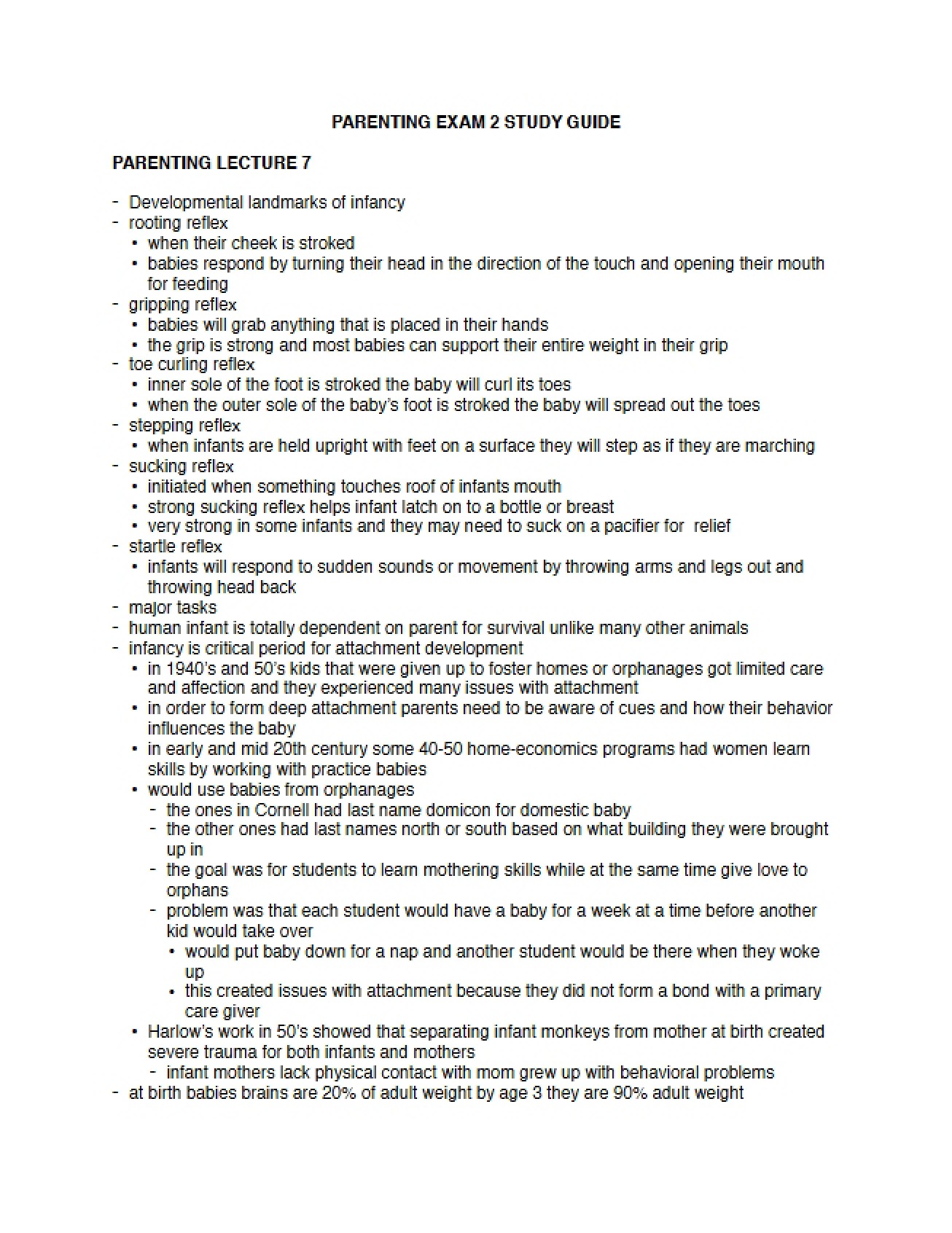 Guide for Parenting Exam Two (1)