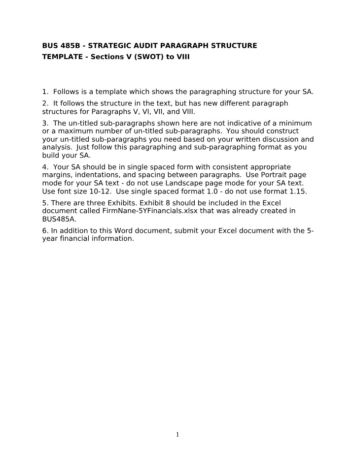 Writing Template for BUS485B