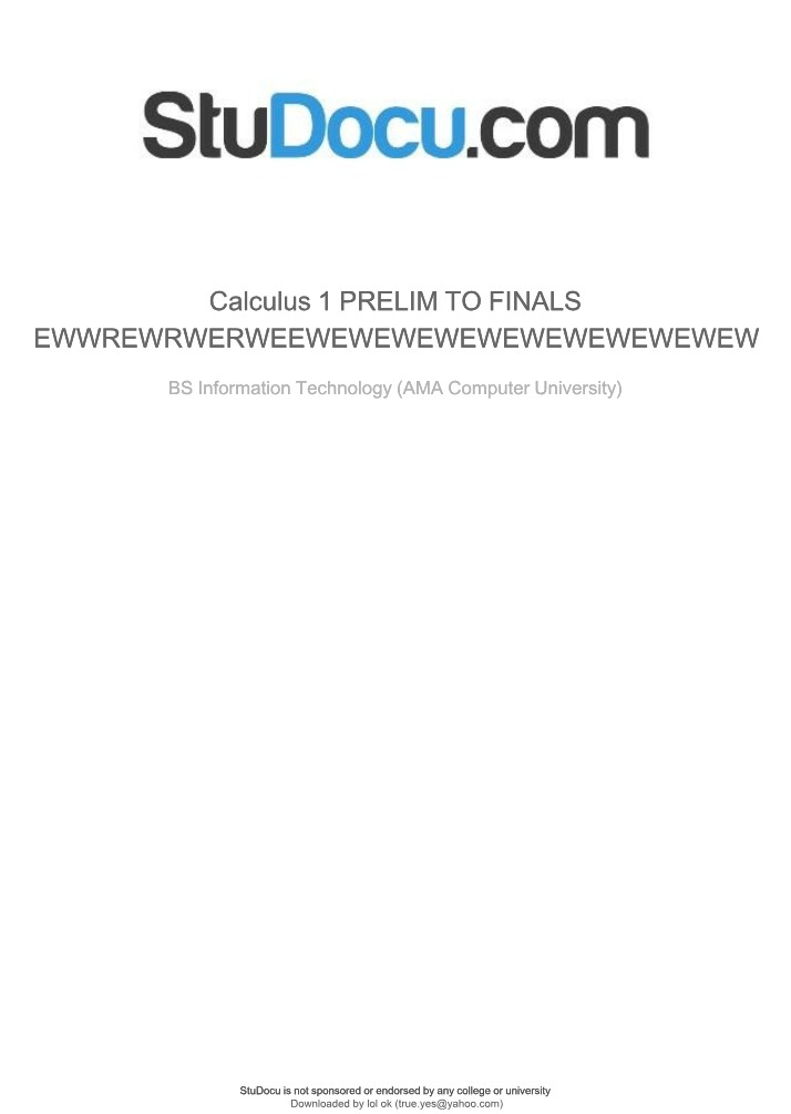 Prelim to Finals - Calculus 1