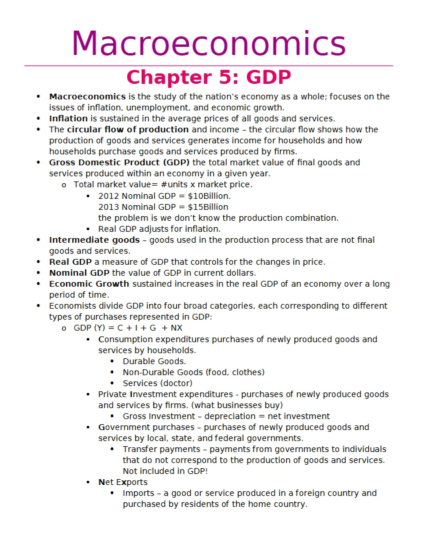 GDP Chapter Five