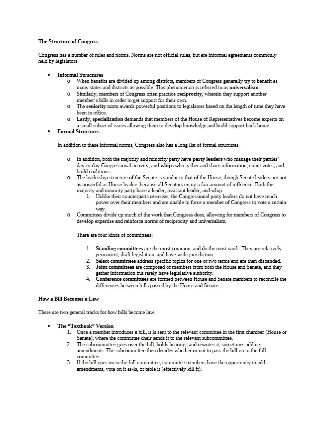 Congressional Structure