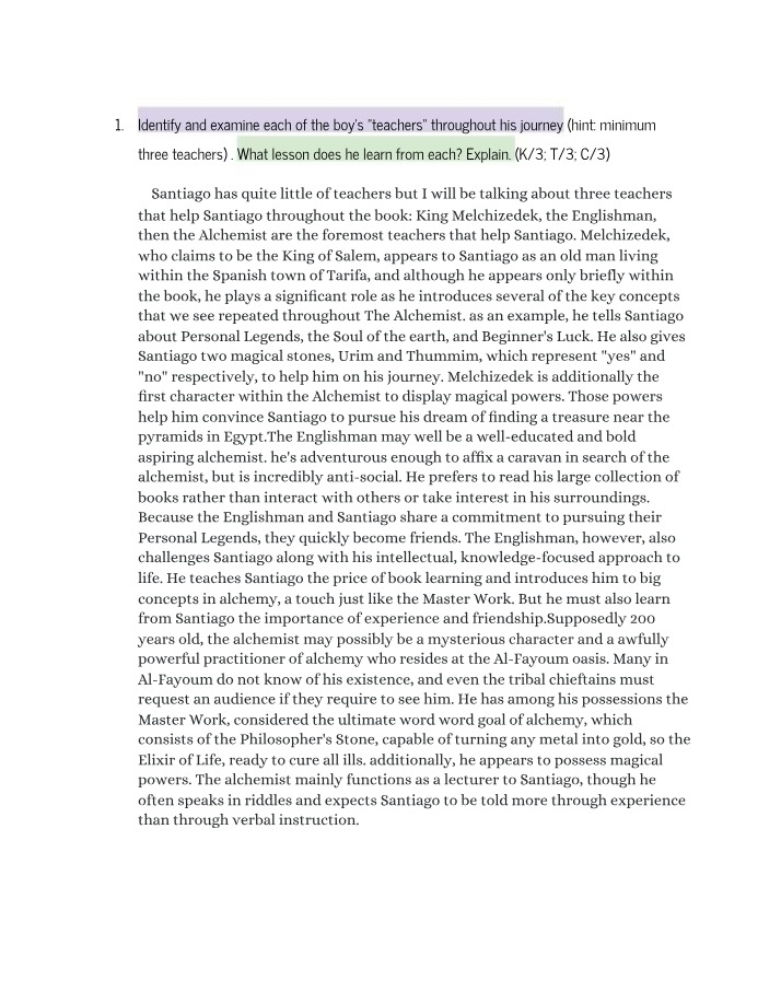 Analysis - Lessons from King Melchizedek, the Englishman, and the Alchemist