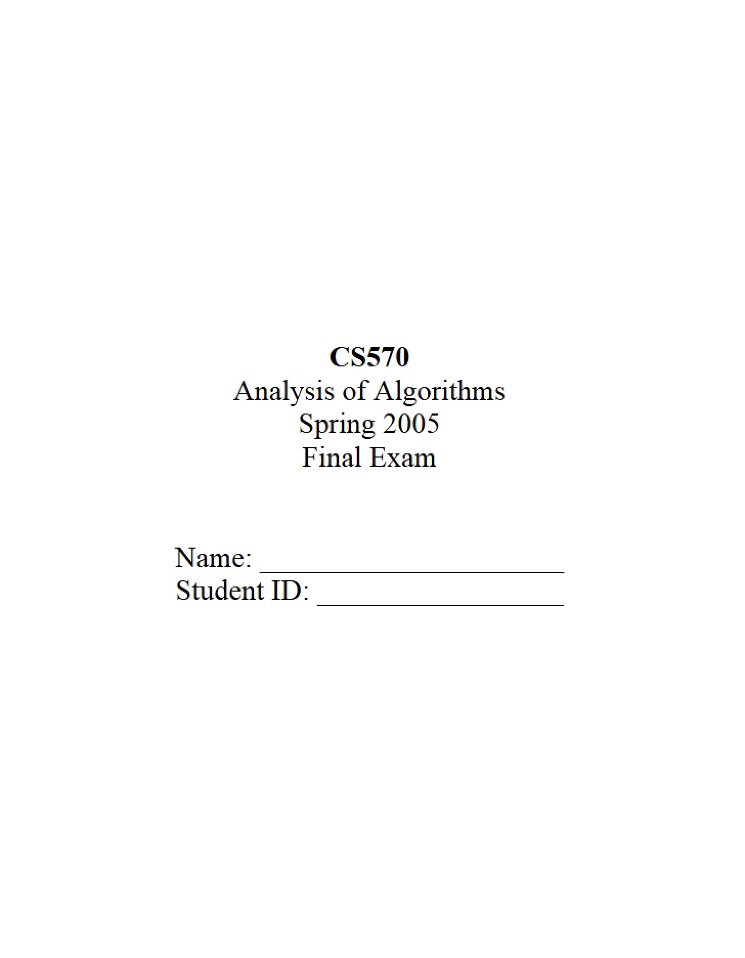 Final Exam Spring 2005