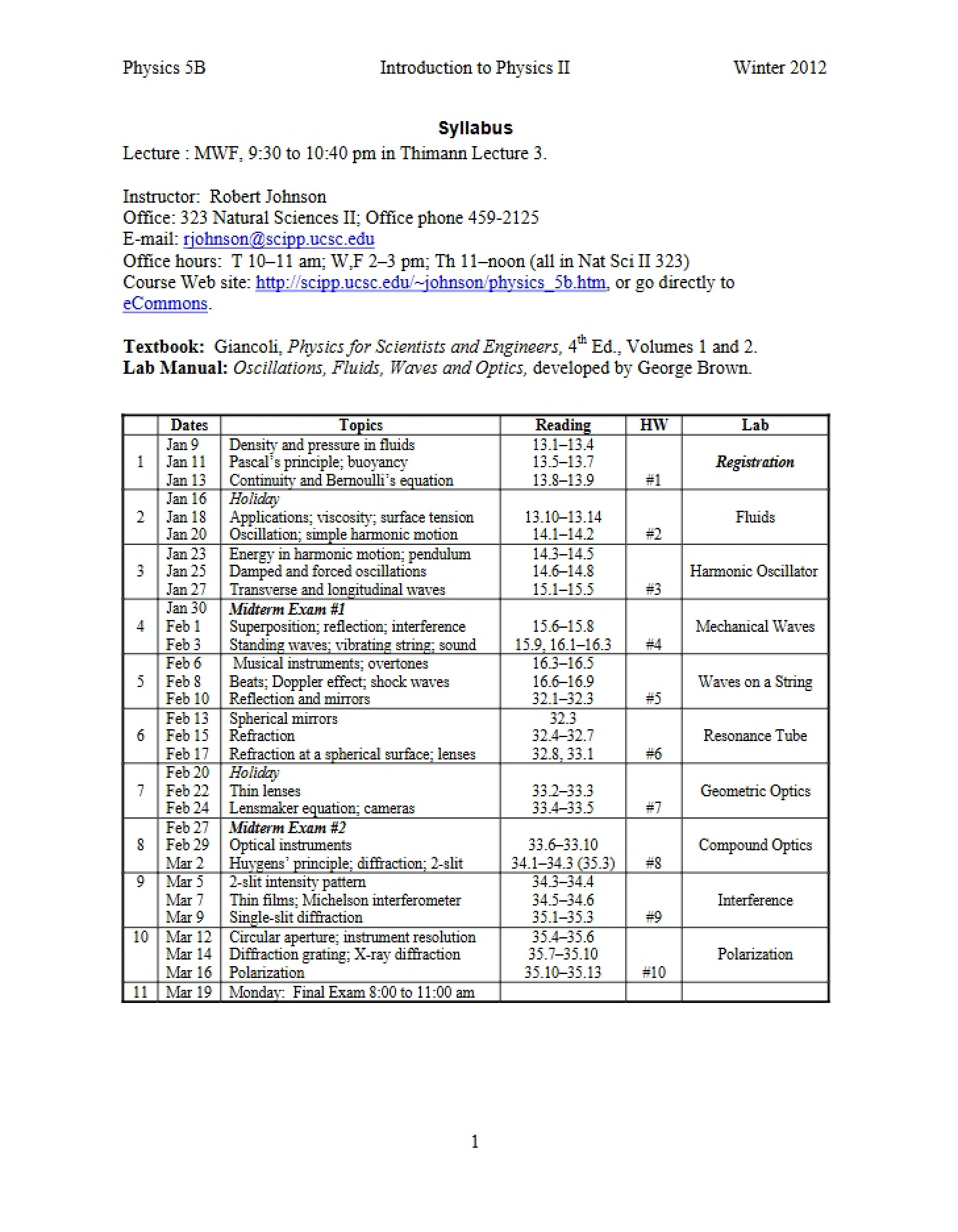 Course Syllabus