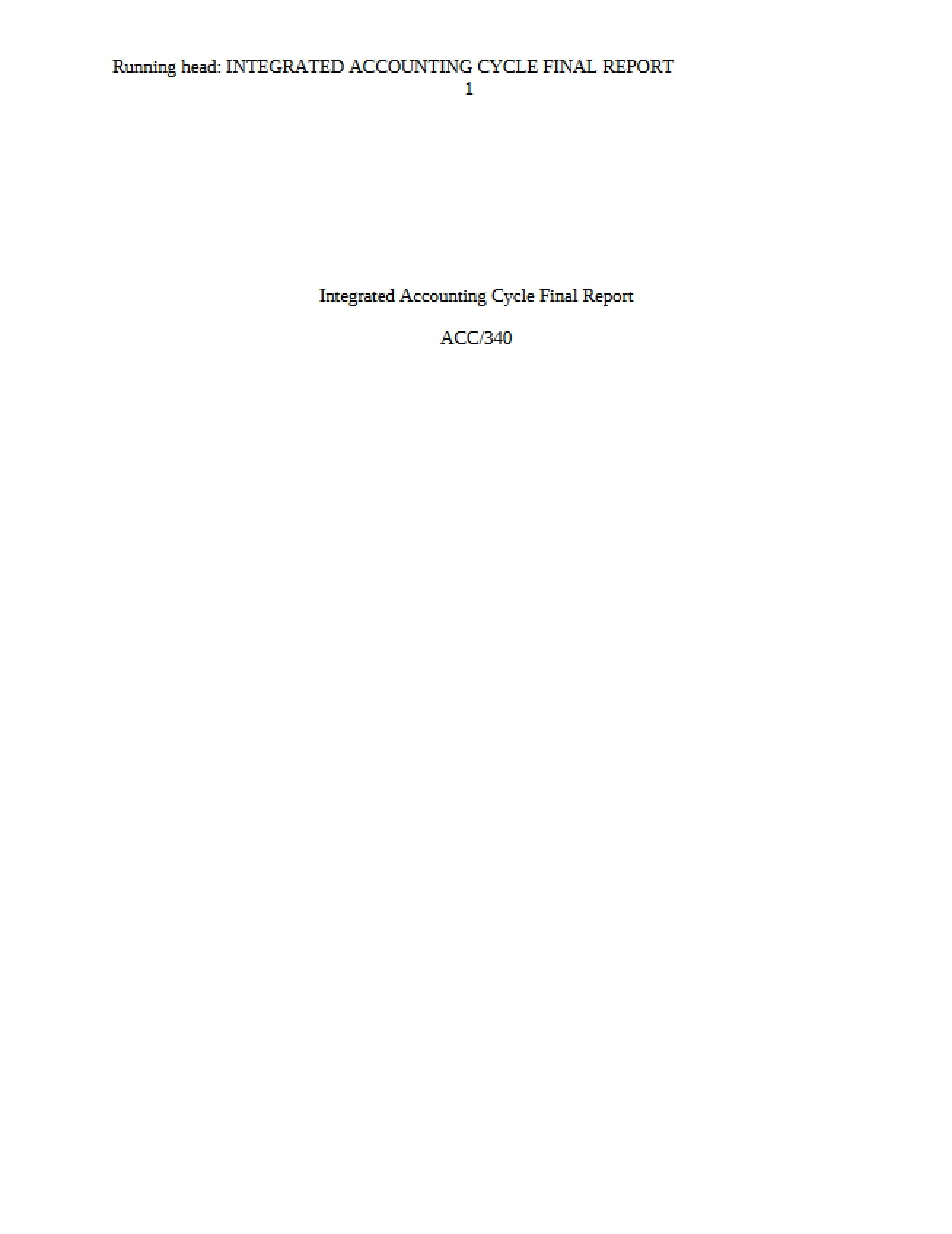 Final Report on Integrated Accounting Cycle