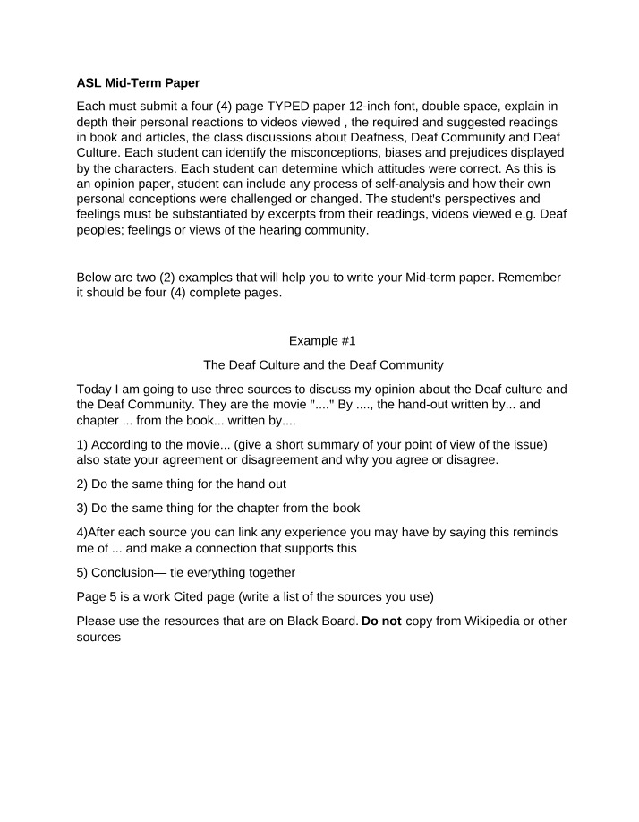 Mid-Term Paper for ASL
