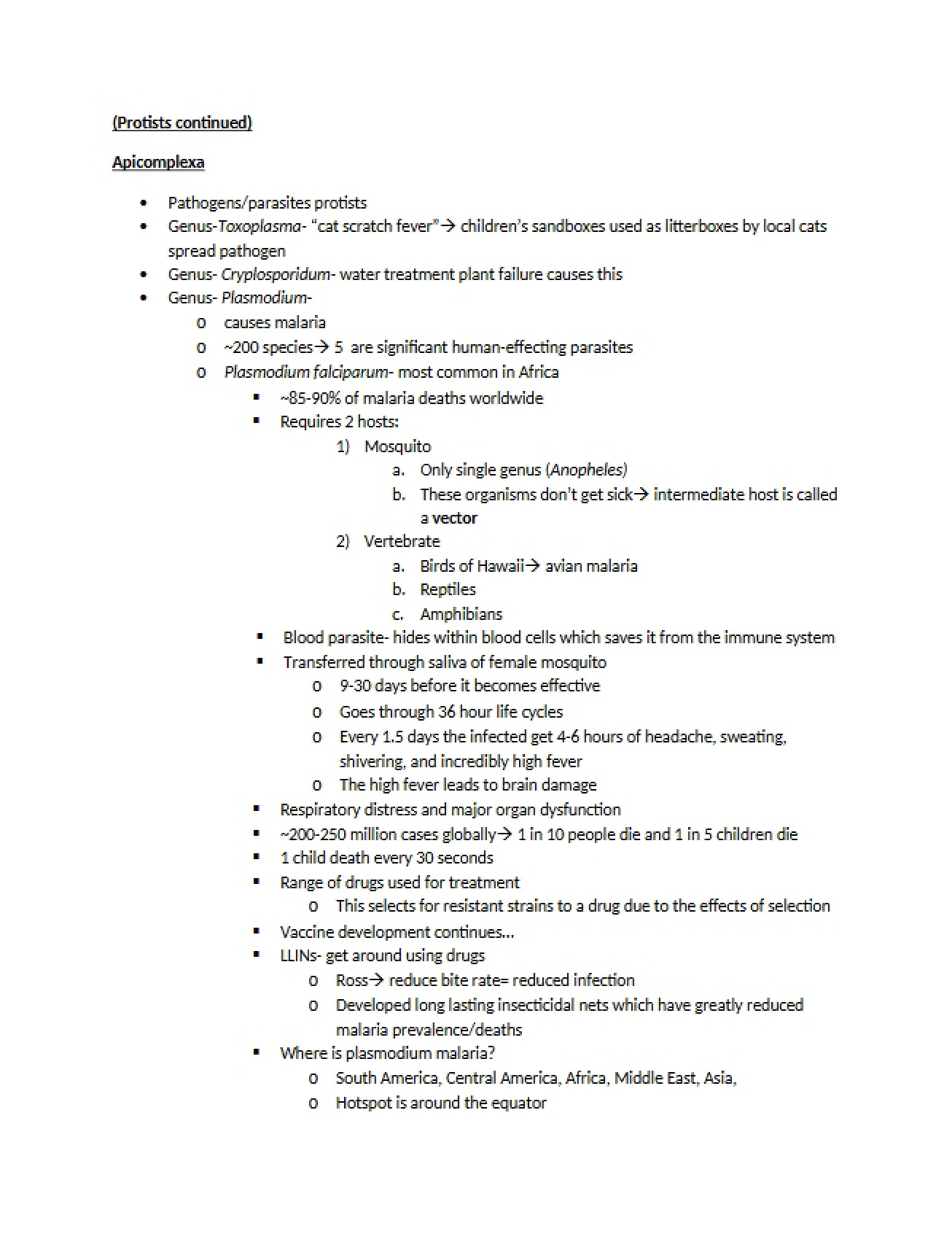 Apicomplexa Notes