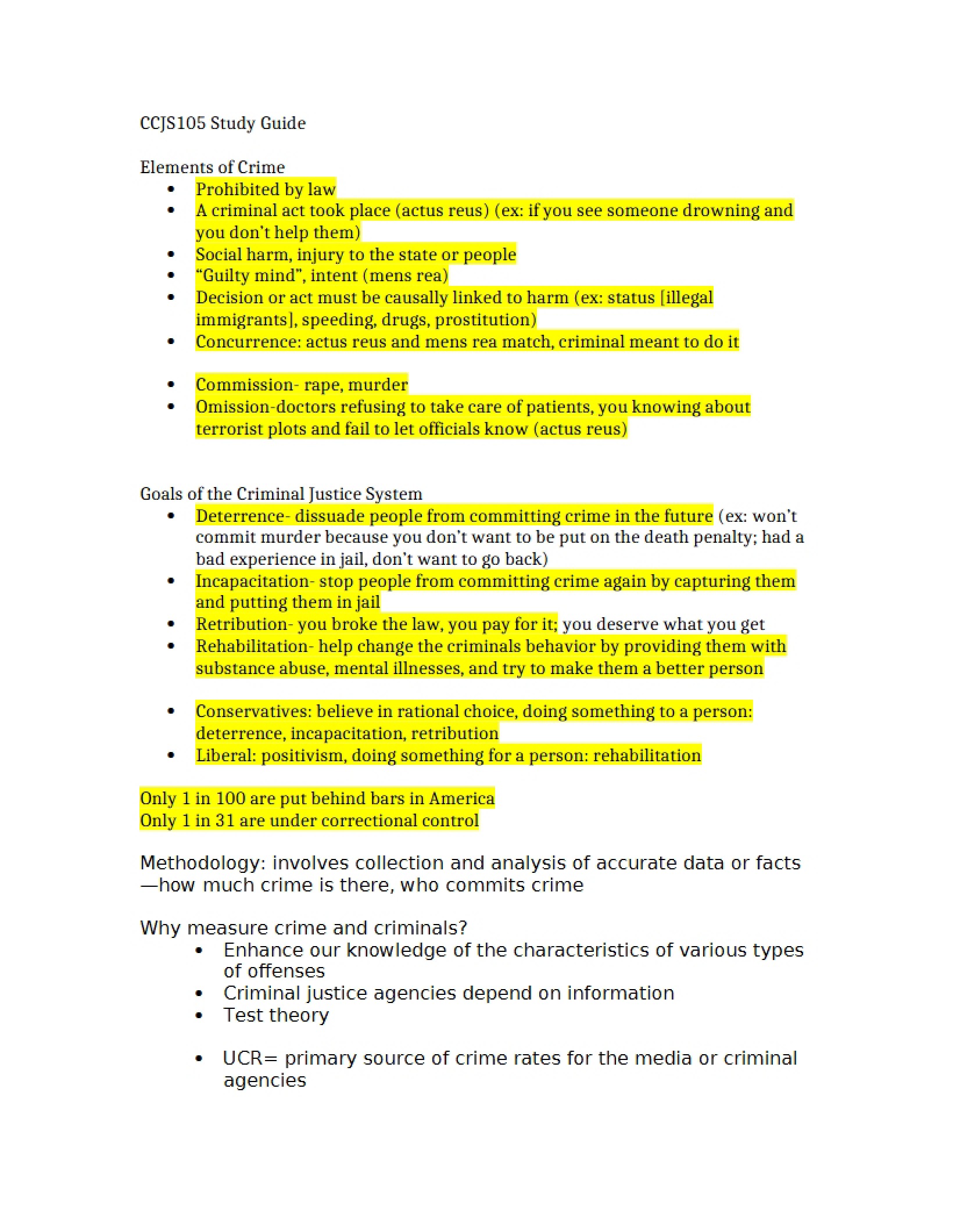 Criminal Justice Instructional Summary