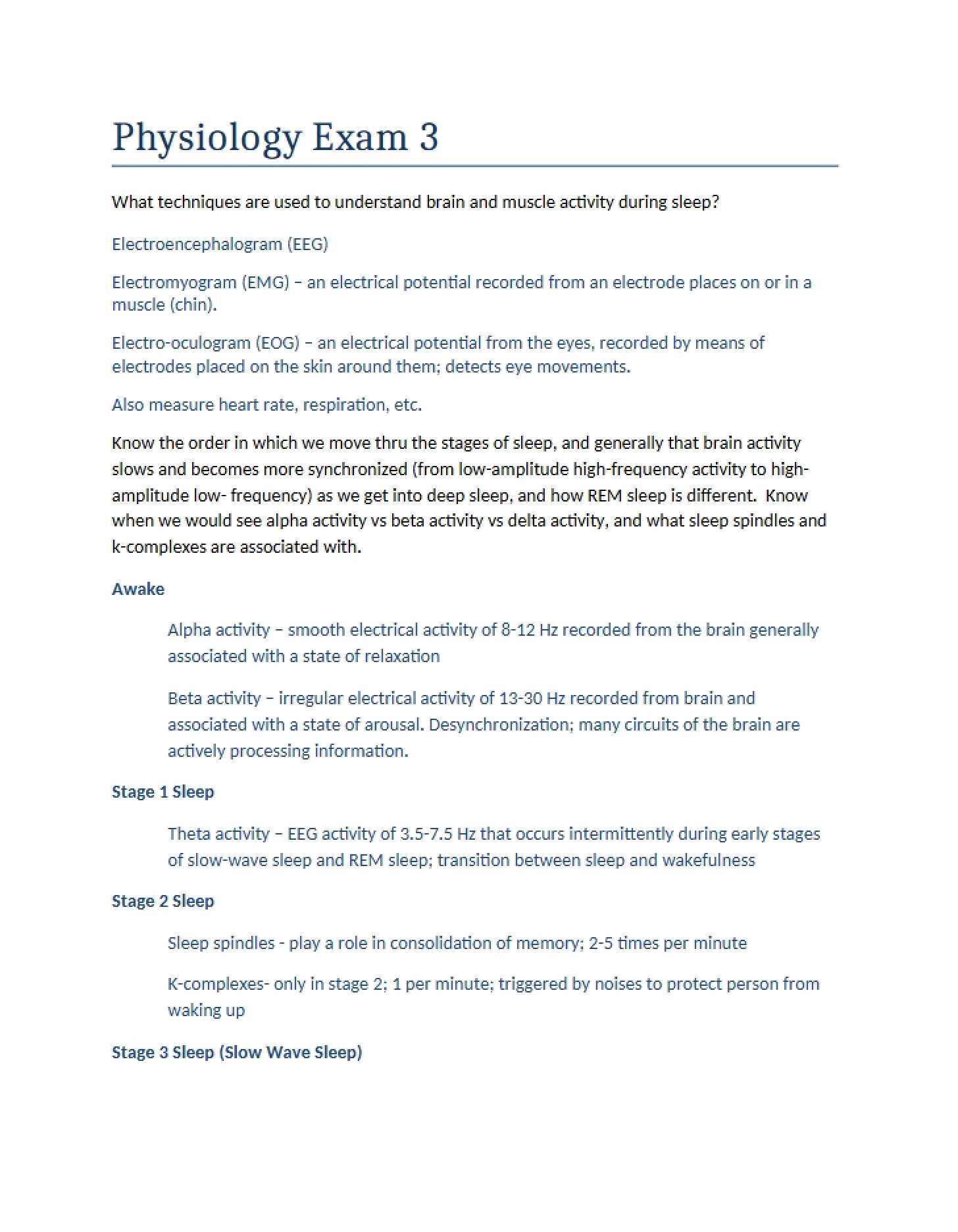 Exam 3 Physiology