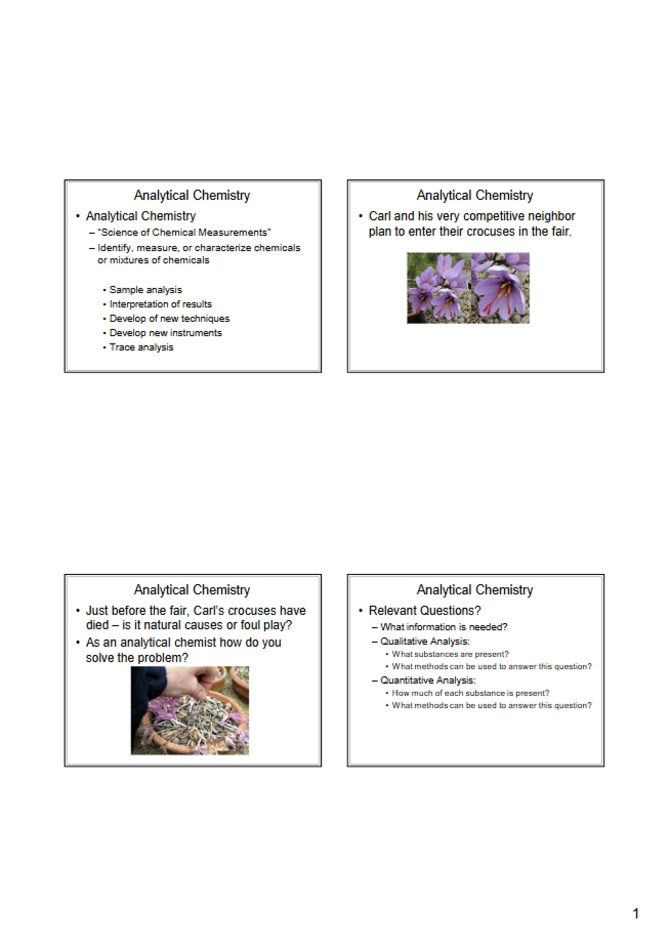 Notes on Chapter 1 of an Analytical Chemistry Course