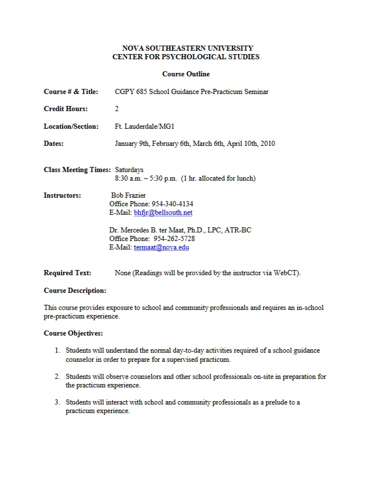 Pre-Practicum Course Guide
