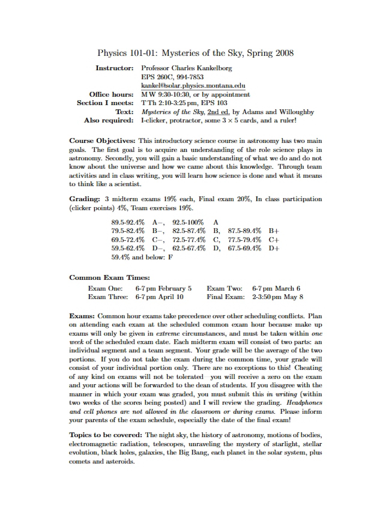 Syllabus Physics 101