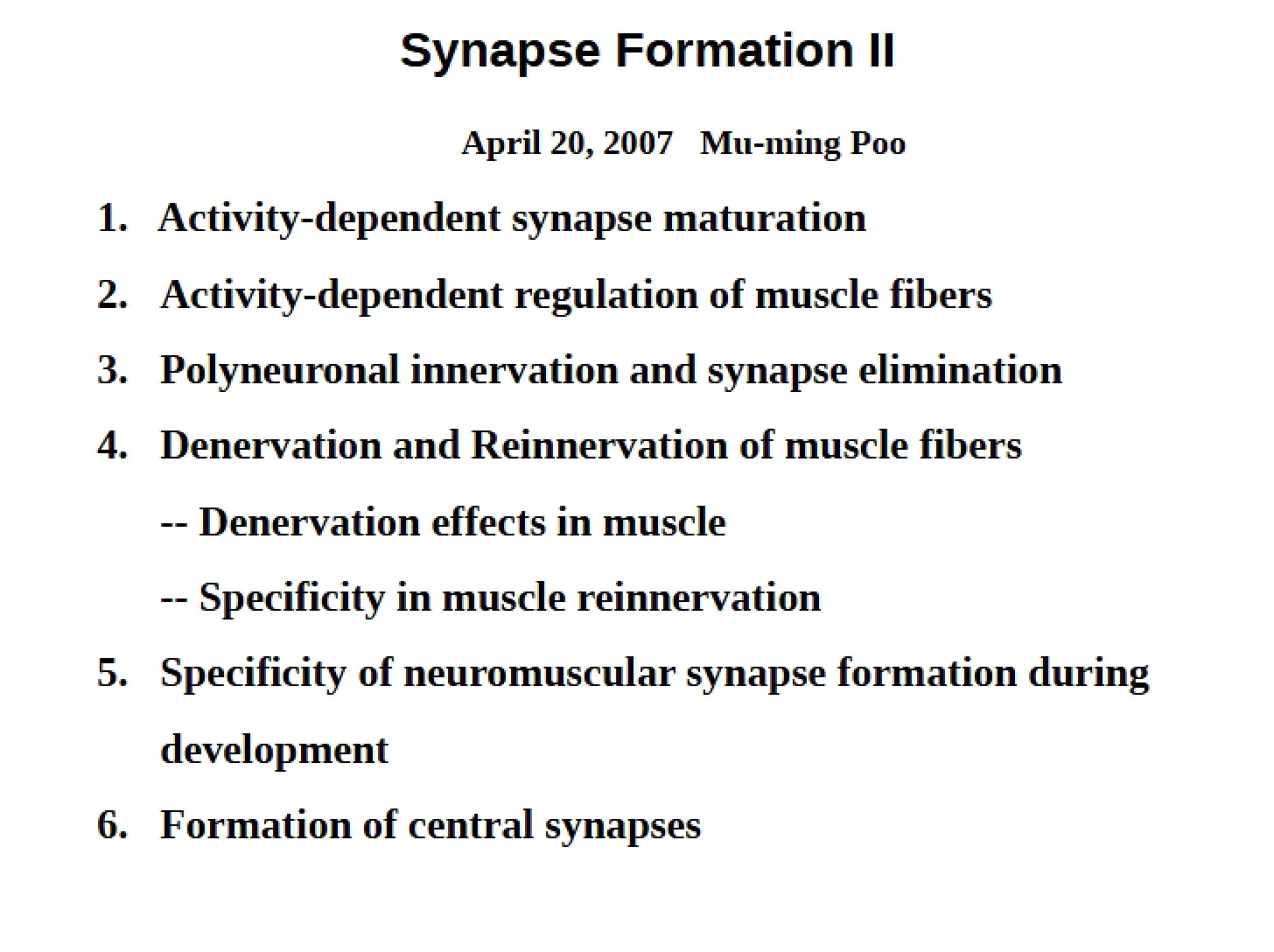 Formation of Synapses II